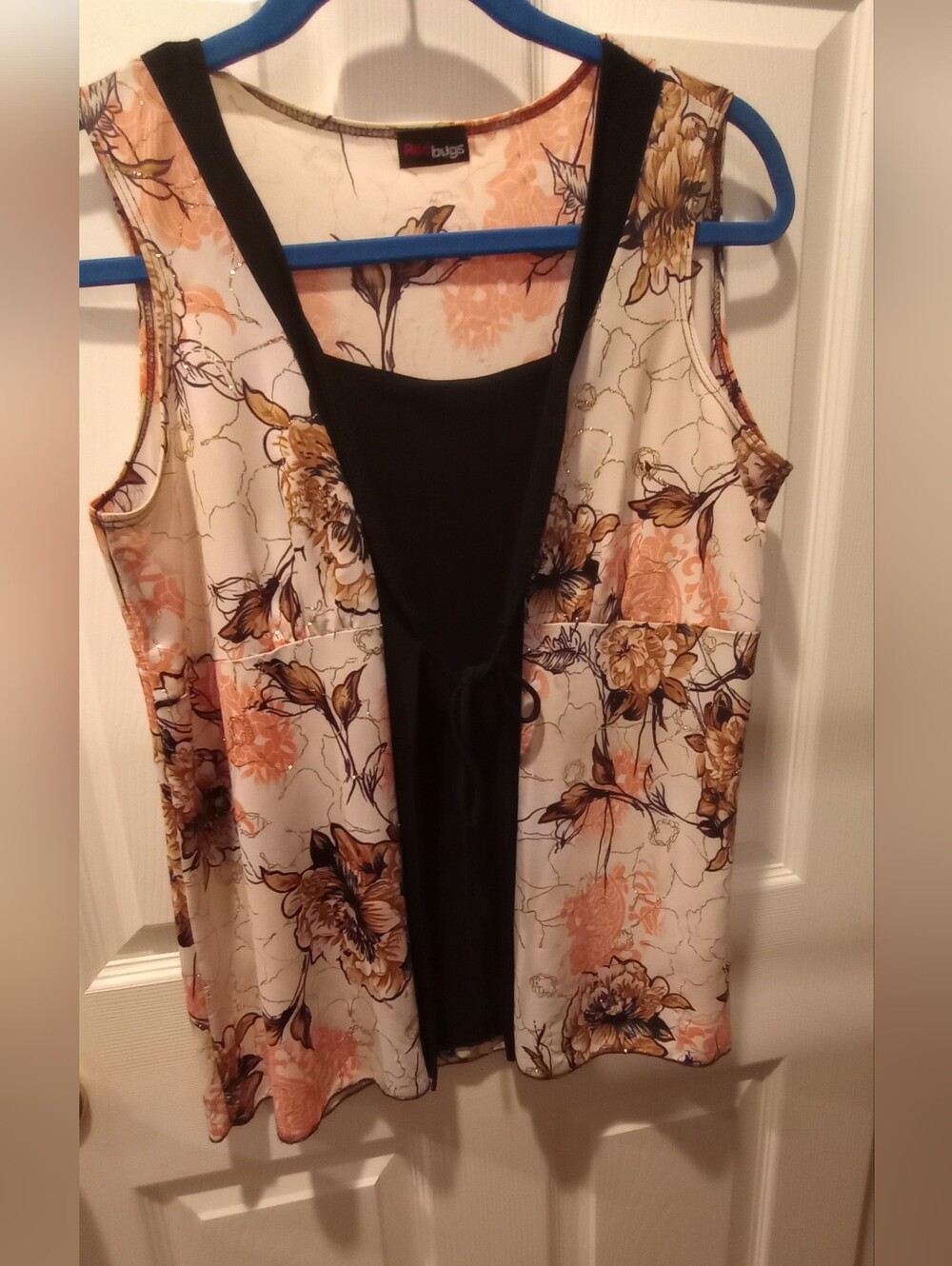 Floral Cream and Black Layered Tank Top